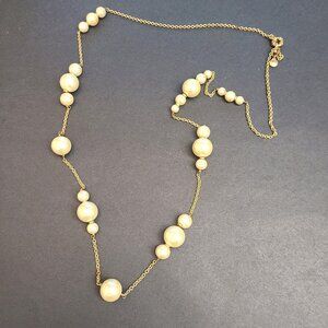 J. Crew Pearls on Gold Chain Necklace 32"
